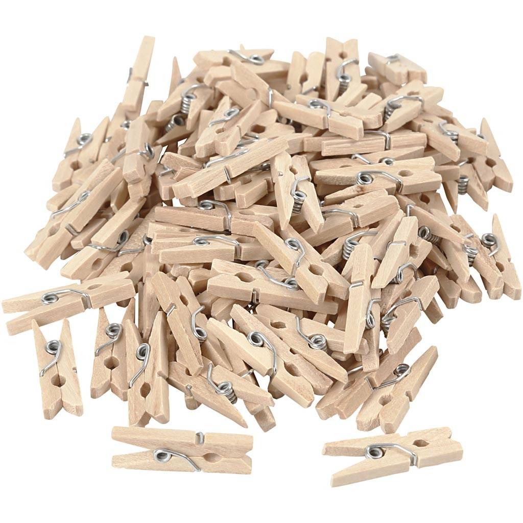 90N mini wasknijpers naturel houtkleurig